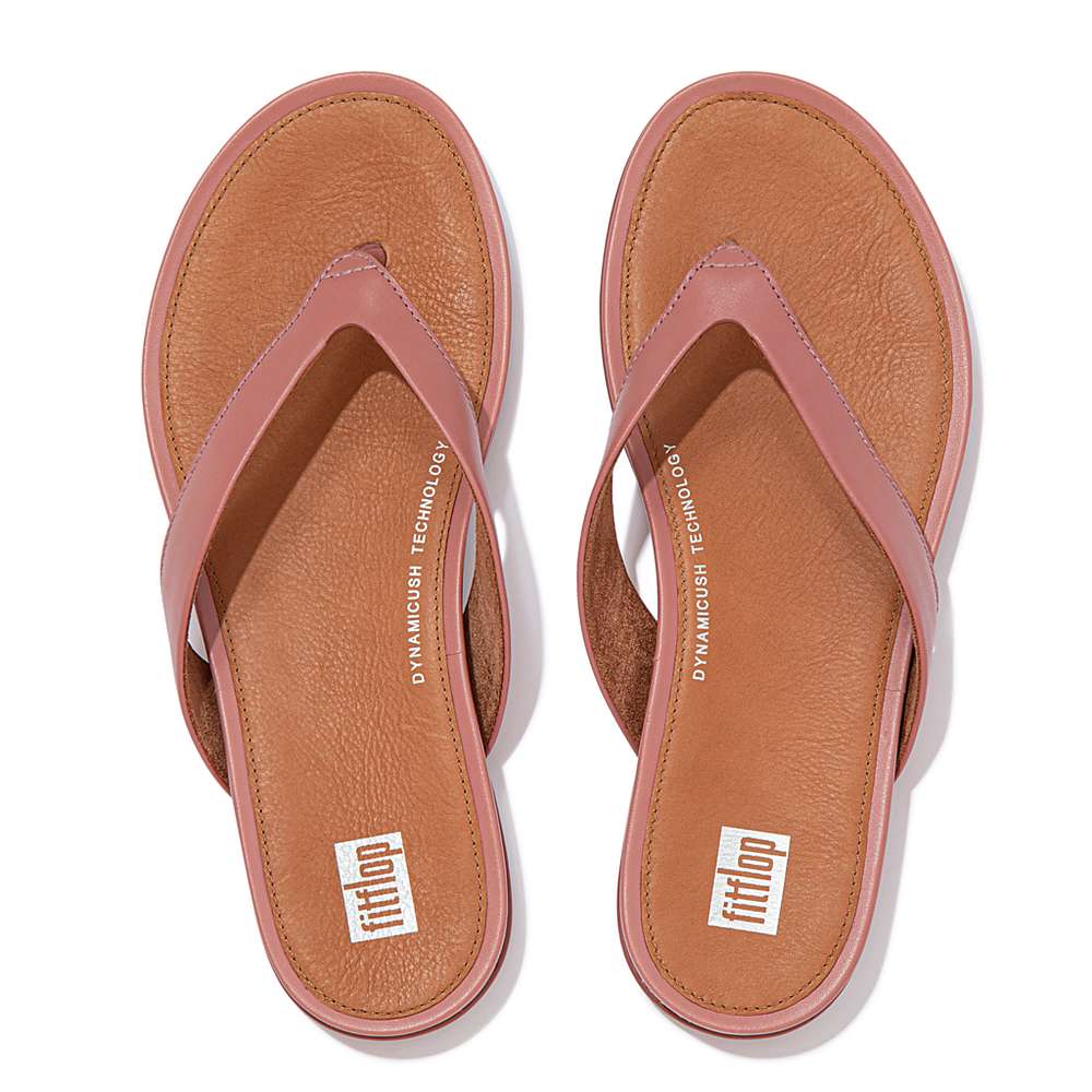 Tong Fitflop GRACIE Wider-Fit Leather Femme Rose | LGD-857931