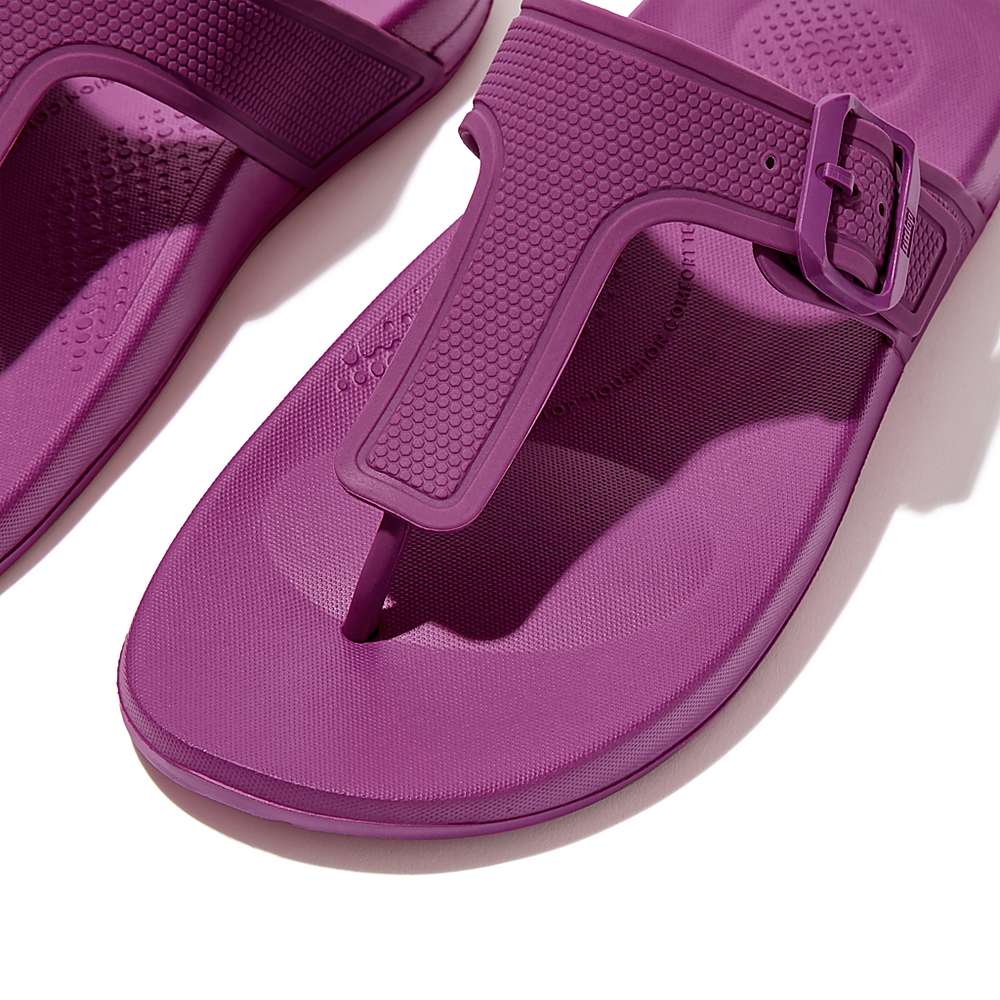 Tong Fitflop IQUSHION Adjustable Buckle Femme Violette | IXF-804931