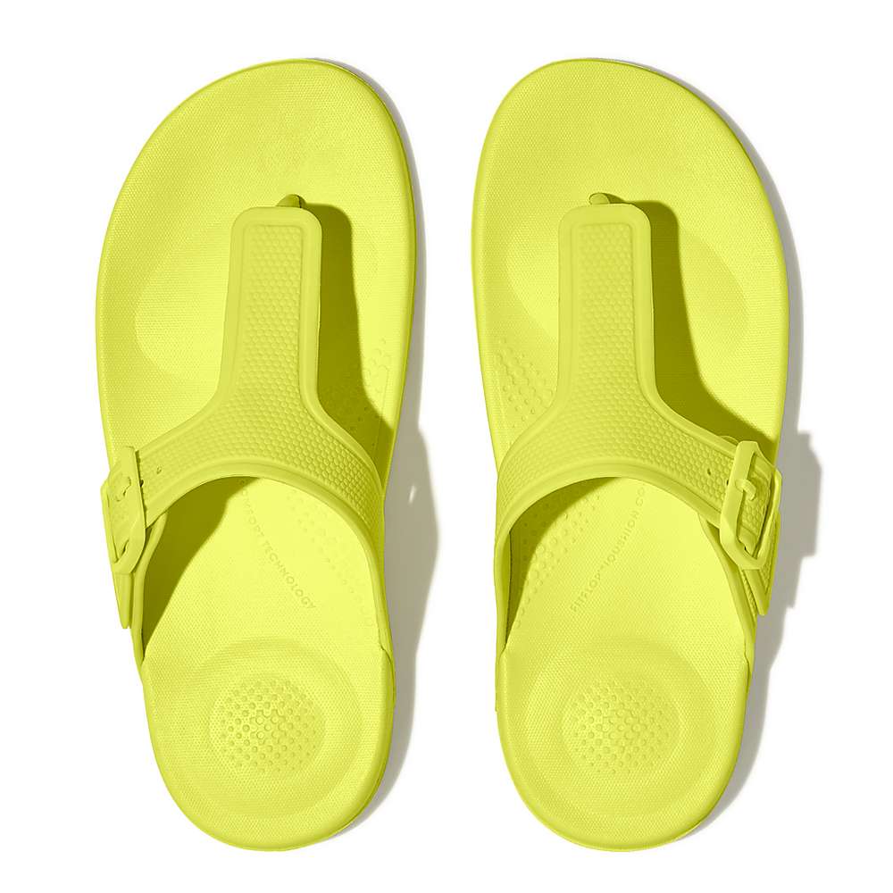 Tong Fitflop IQUSHION Adjustable Buckle Femme Jaune | NLH-127048