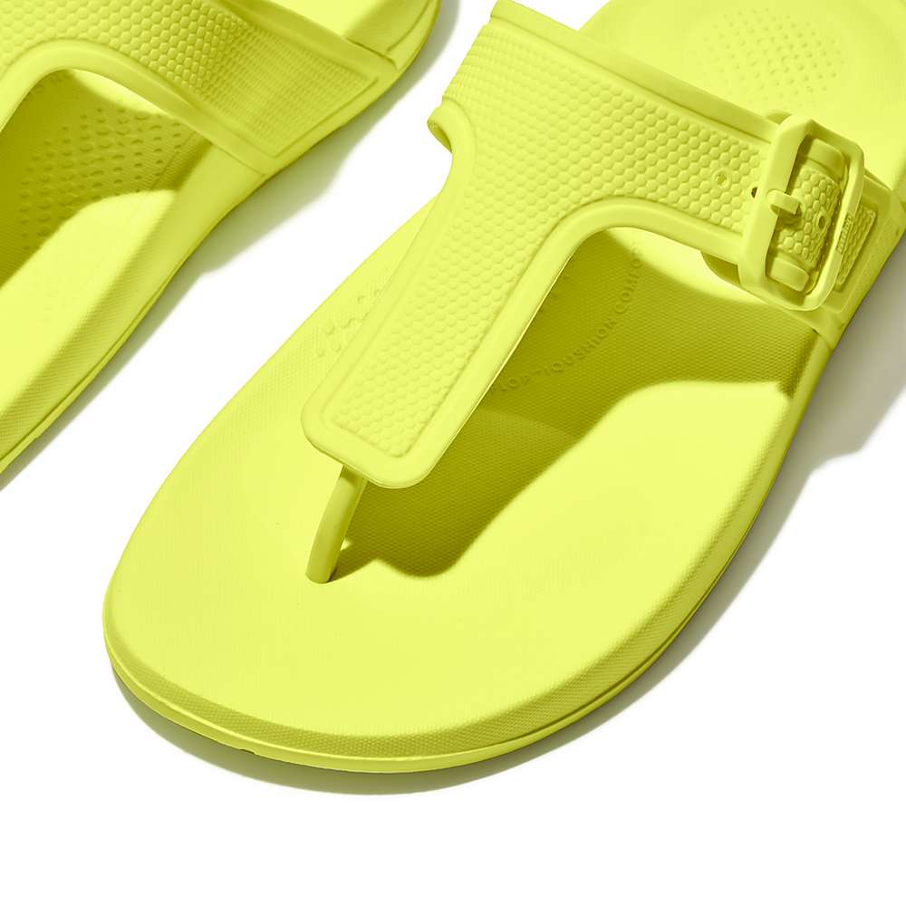 Tong Fitflop IQUSHION Adjustable Buckle Femme Jaune | NLH-127048