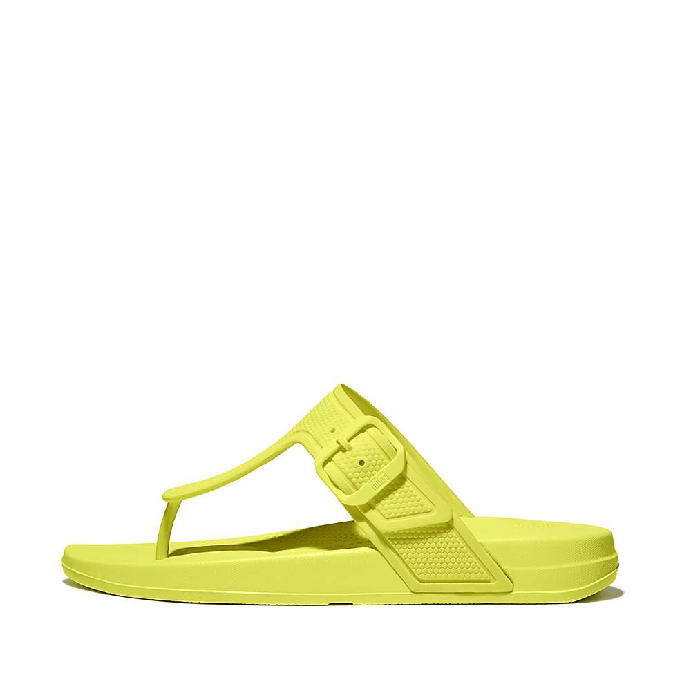 Tong Fitflop IQUSHION Adjustable Buckle Femme Jaune | NLH-127048