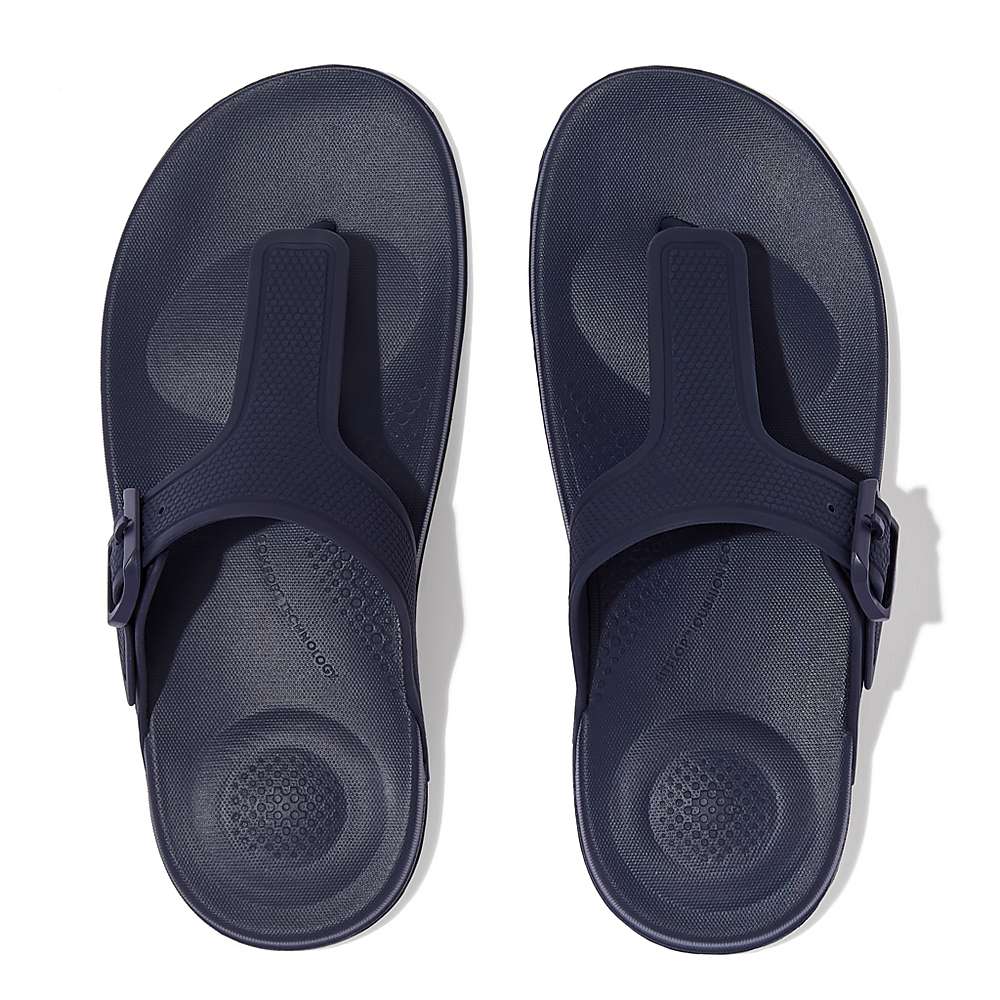 Tong Fitflop IQUSHION Adjustable Buckle Femme Bleu Marine | NLX-136087