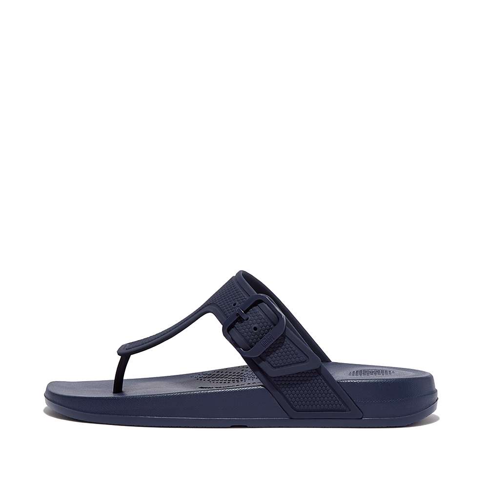 Tong Fitflop IQUSHION Adjustable Buckle Femme Bleu Marine | NLX-136087