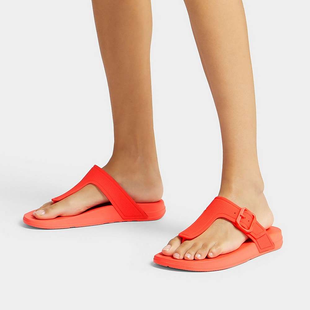 Tong Fitflop IQUSHION Adjustable Buckle Femme Orange | RPD-208314