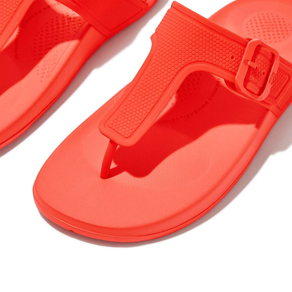 Tong Fitflop IQUSHION Adjustable Buckle Femme Orange | RPD-208314