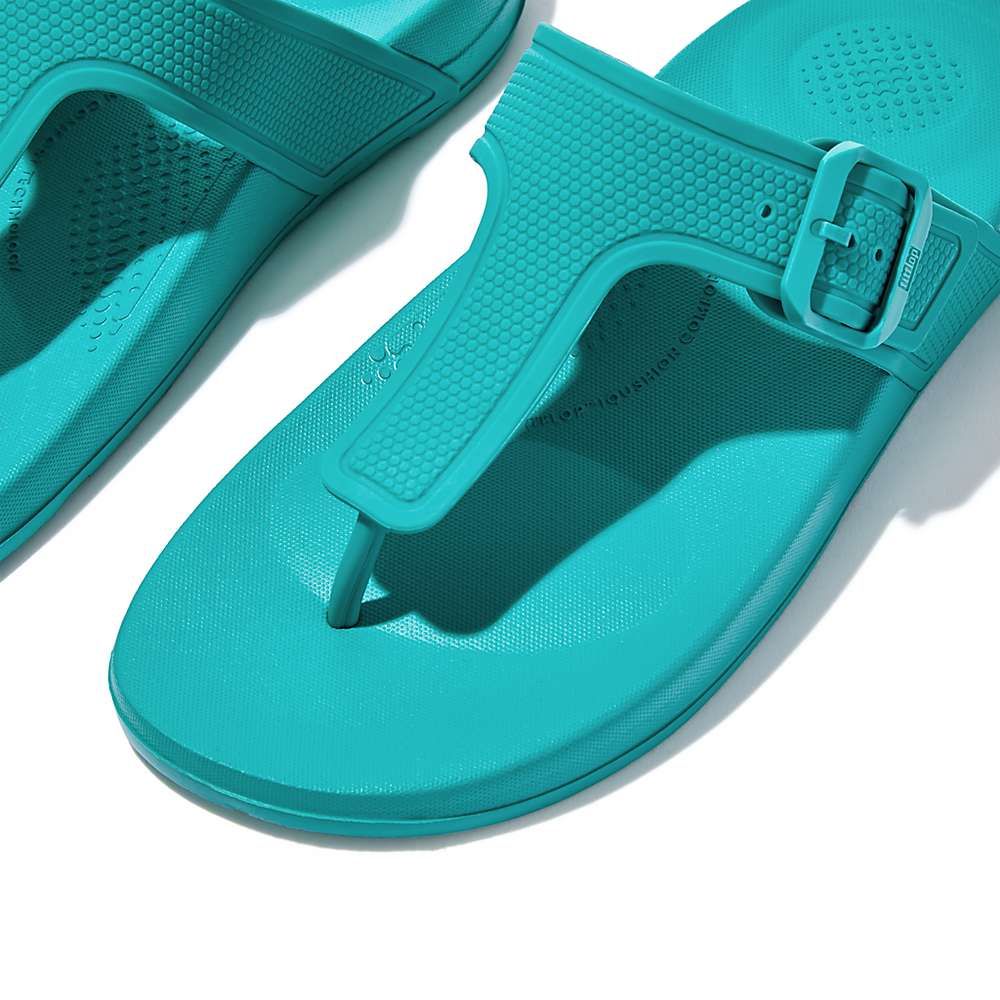 Tong Fitflop IQUSHION Adjustable Buckle Femme Bleu | YQT-418769