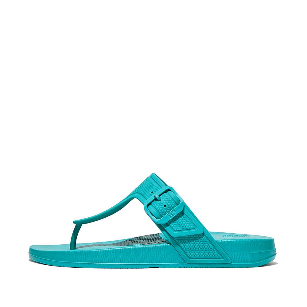 Tong Fitflop IQUSHION Adjustable Buckle Femme Bleu | YQT-418769