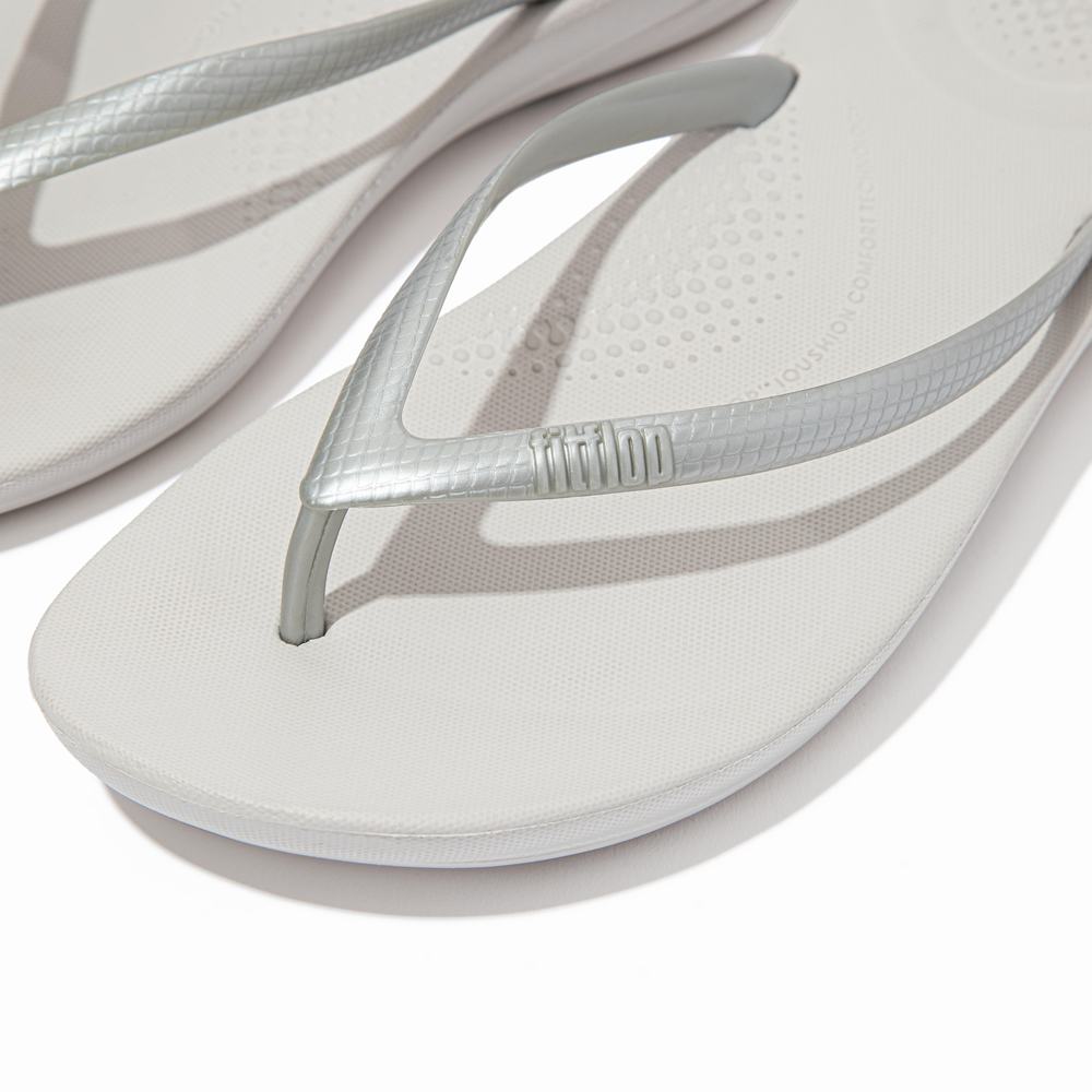 Tong Fitflop IQUSHION Ergonomic Femme Argent | UXT-863497