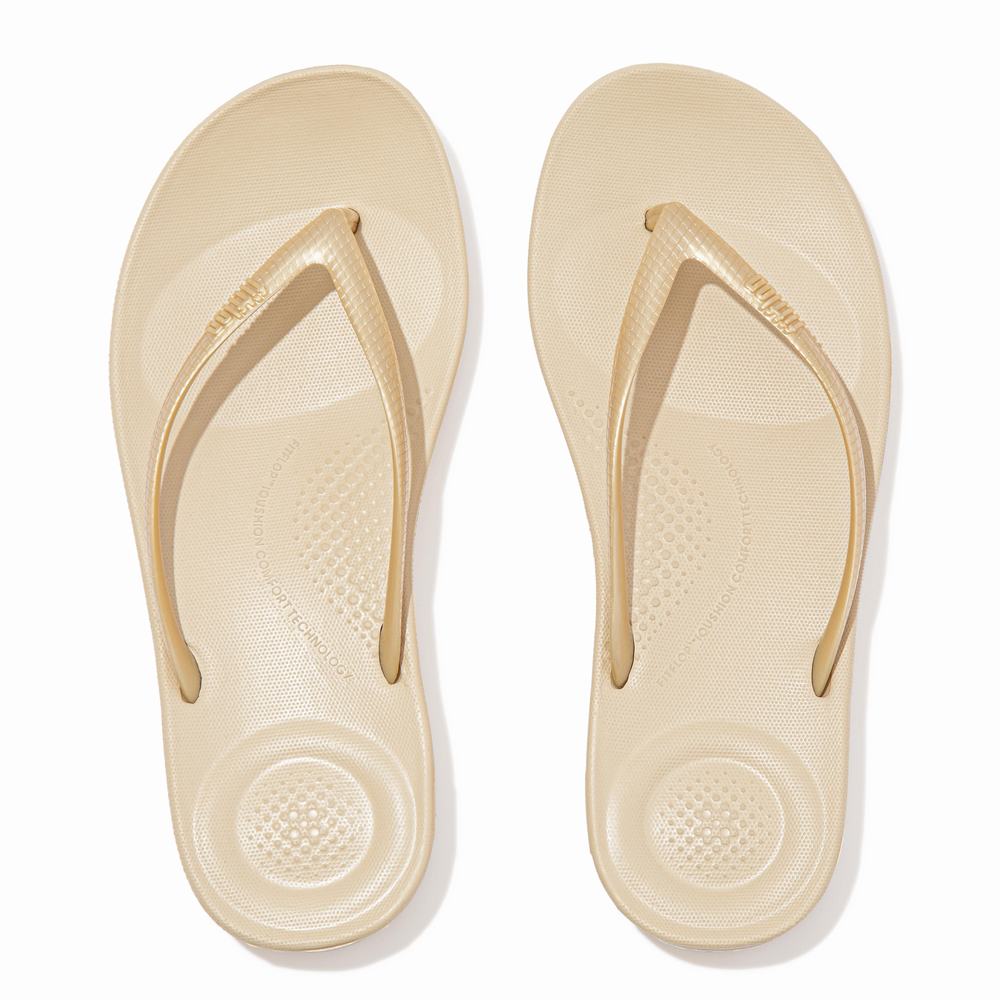 Tong Fitflop IQUSHION Ergonomic Femme Doré | UST-612743