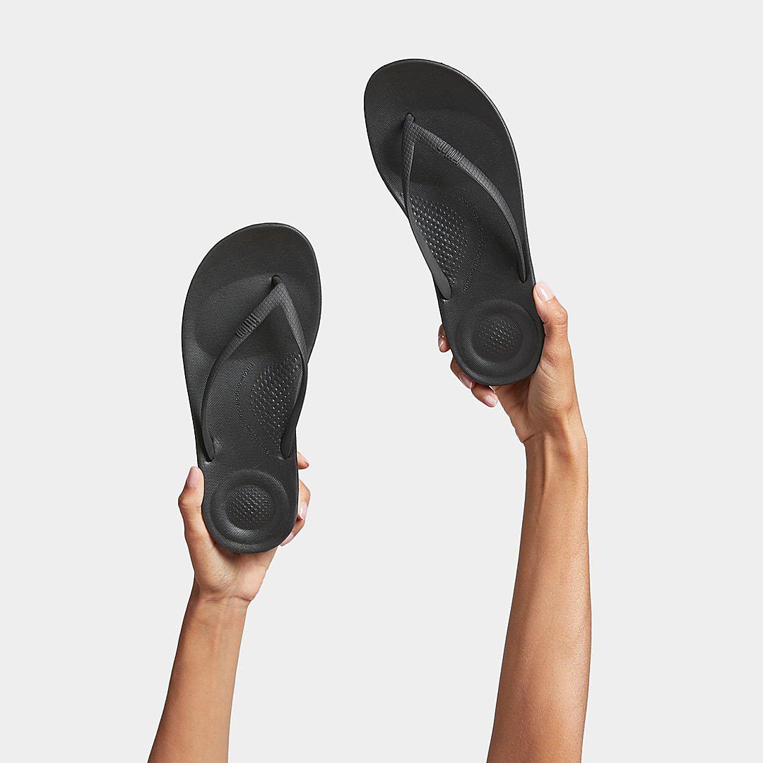 Tong Fitflop IQUSHION Ergonomic Femme Noir | RKS-287541