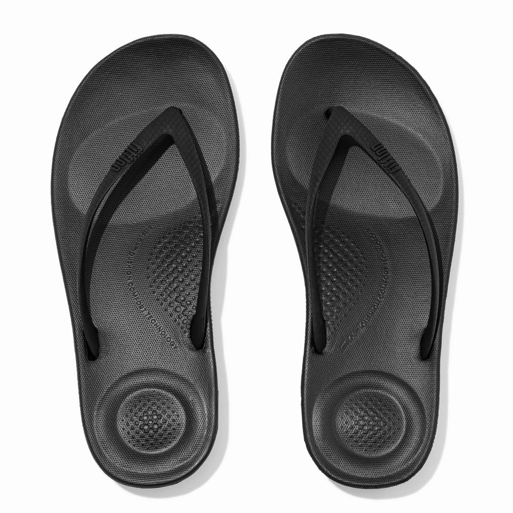 Tong Fitflop IQUSHION Ergonomic Femme Noir | RKS-287541