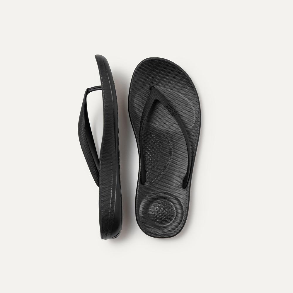 Tong Fitflop IQUSHION Ergonomic Femme Noir | RKS-287541