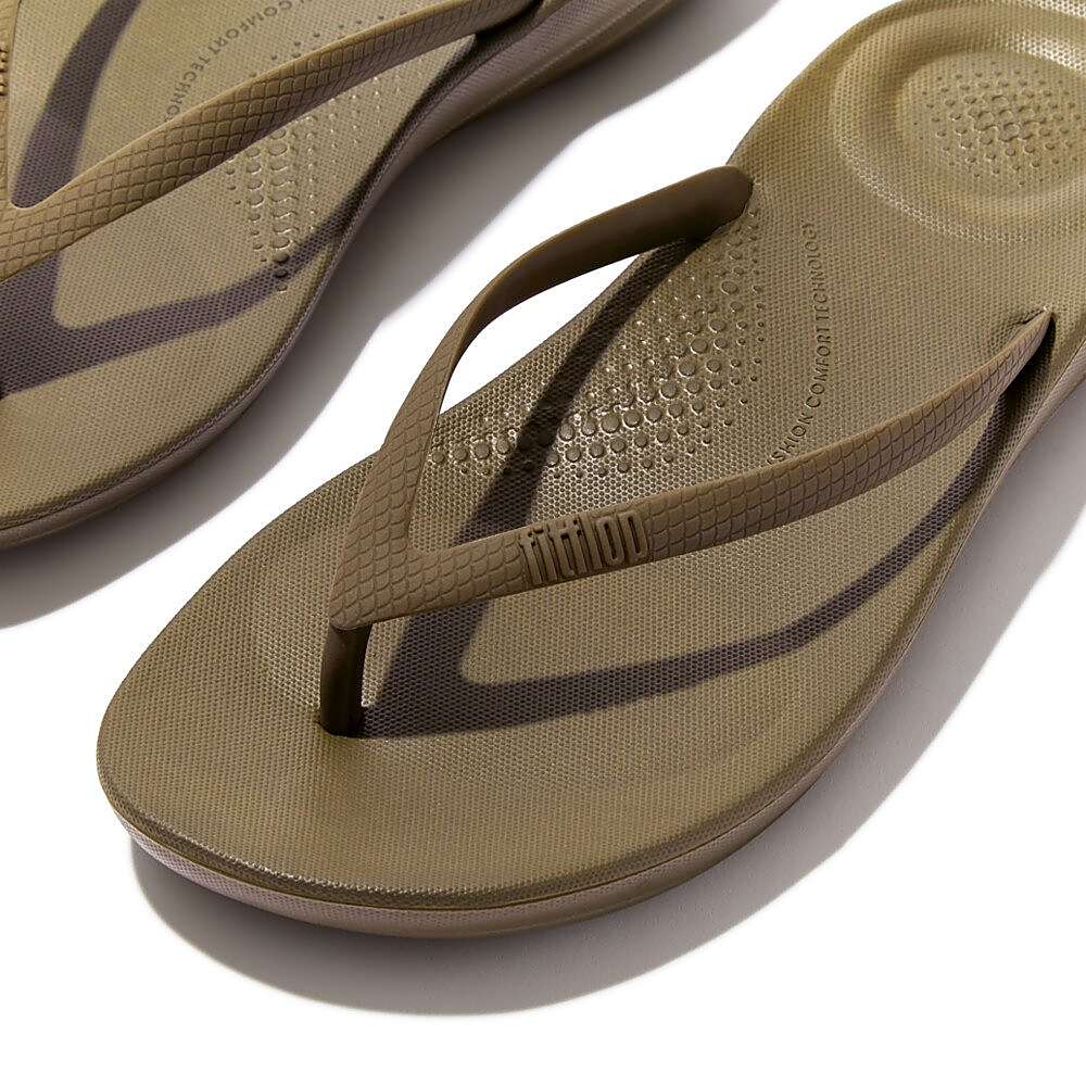 Tong Fitflop IQUSHION Ergonomic Femme Vert Olive | FWN-512947