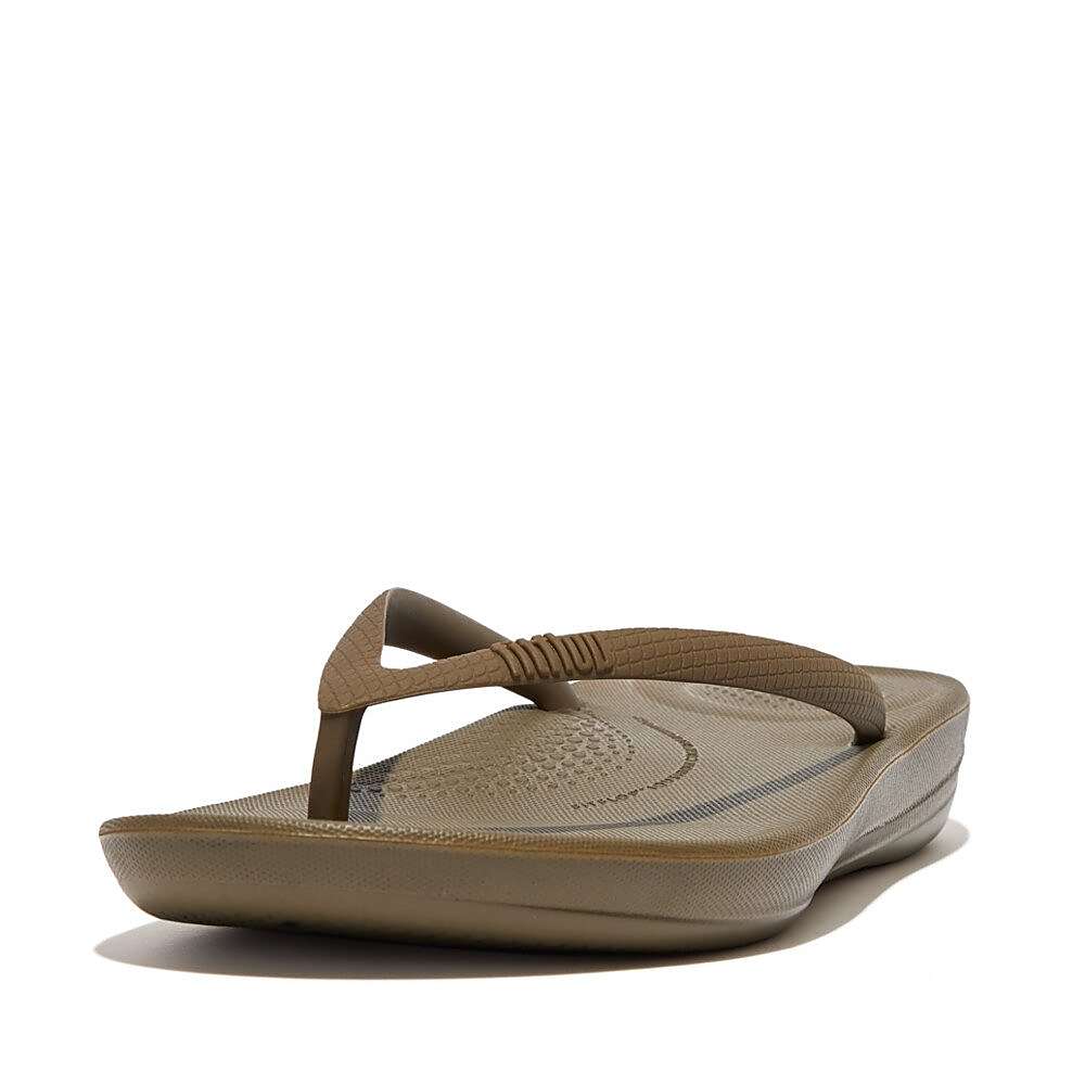 Tong Fitflop IQUSHION Ergonomic Femme Vert Olive | FWN-512947