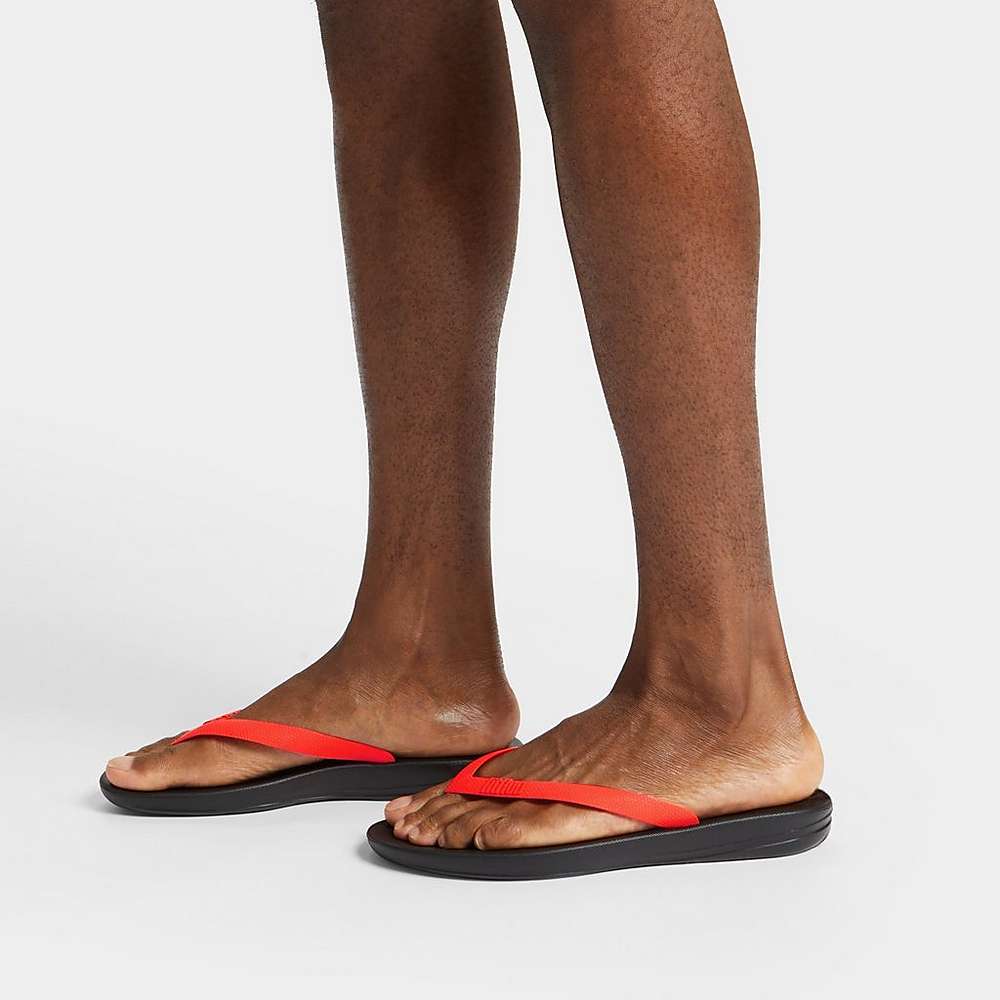 Tong Fitflop IQUSHION Ergonomic Homme Noir Orange | HBU-146035