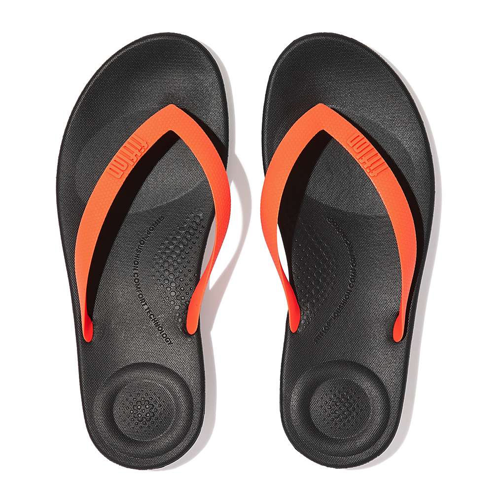 Tong Fitflop IQUSHION Ergonomic Homme Noir Orange | HBU-146035