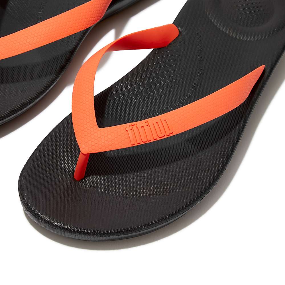 Tong Fitflop IQUSHION Ergonomic Homme Noir Orange | HBU-146035