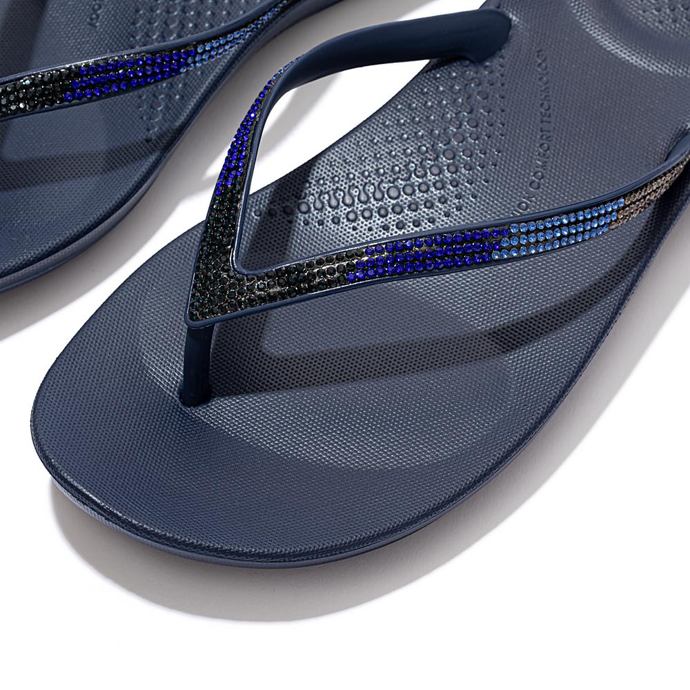 Tong Fitflop IQUSHION Ombre Sparkle Femme Bleu Marine | ZVA-036157