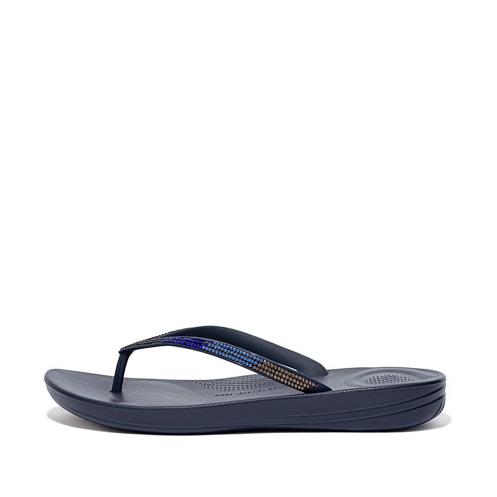 Tong Fitflop IQUSHION Ombre Sparkle Femme Bleu Marine | ZVA-036157