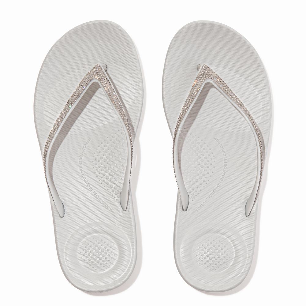 Tong Fitflop IQUSHION Sparkle Ergonomic Femme Grise | PMB-726930