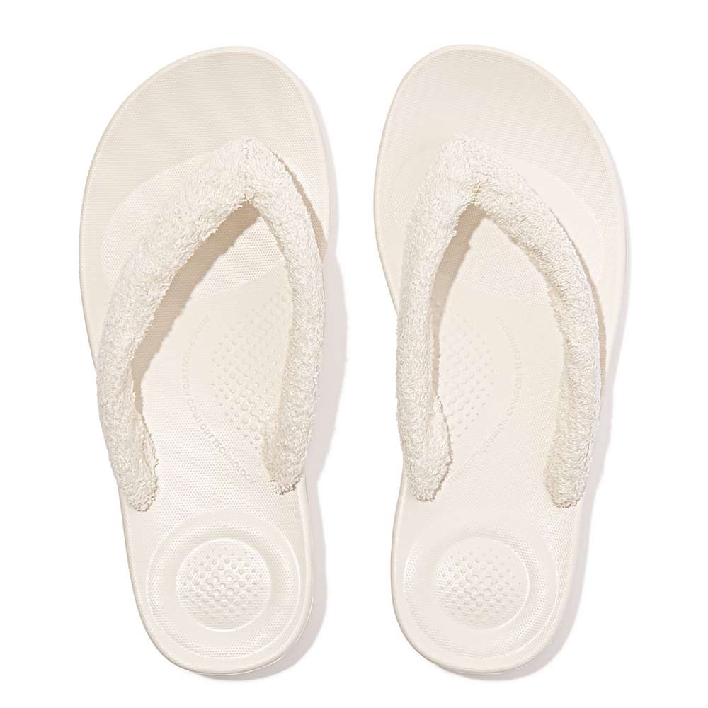 Tong Fitflop IQUSHION Towelling Femme Blanche | HIT-628503