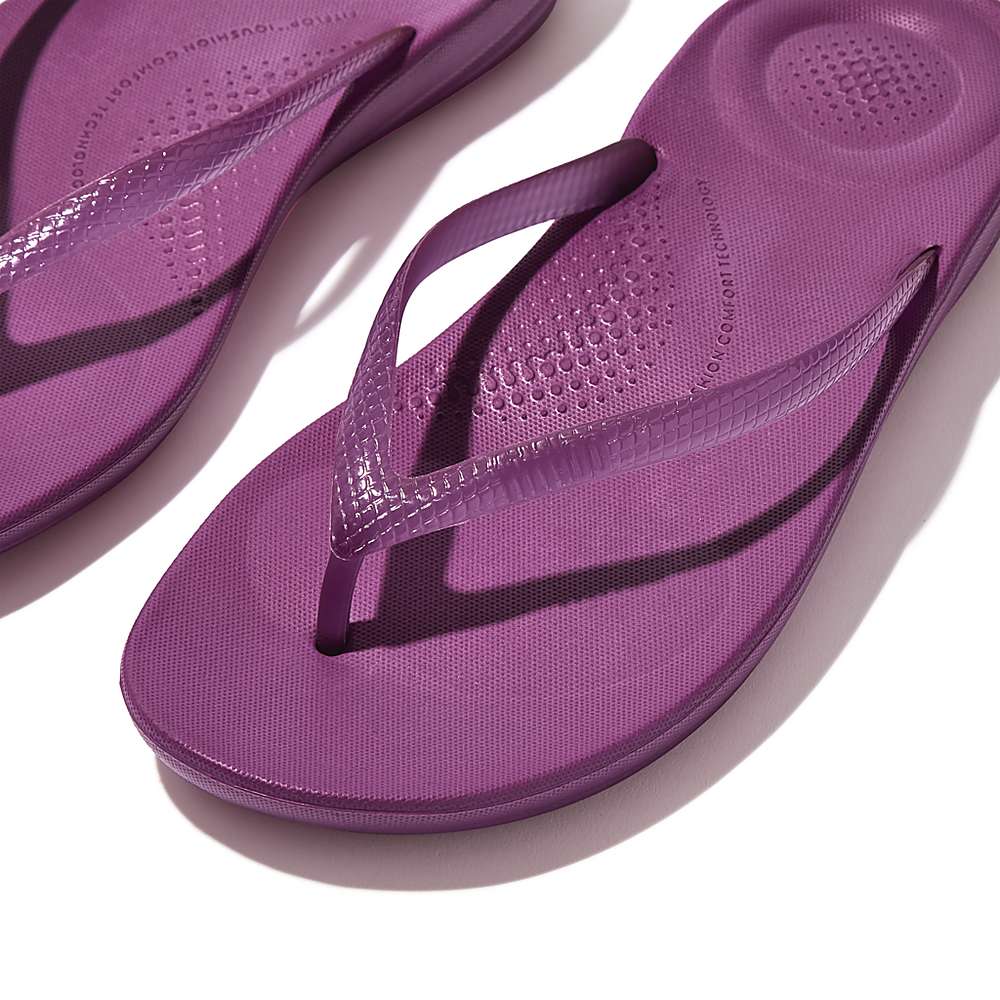 Tong Fitflop IQUSHION Transparent Femme Violette | HRV-026741