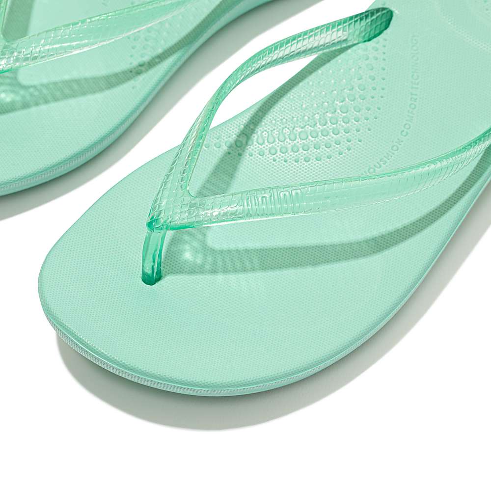 Tong Fitflop IQUSHION Transparent Femme Vert | LMW-402196