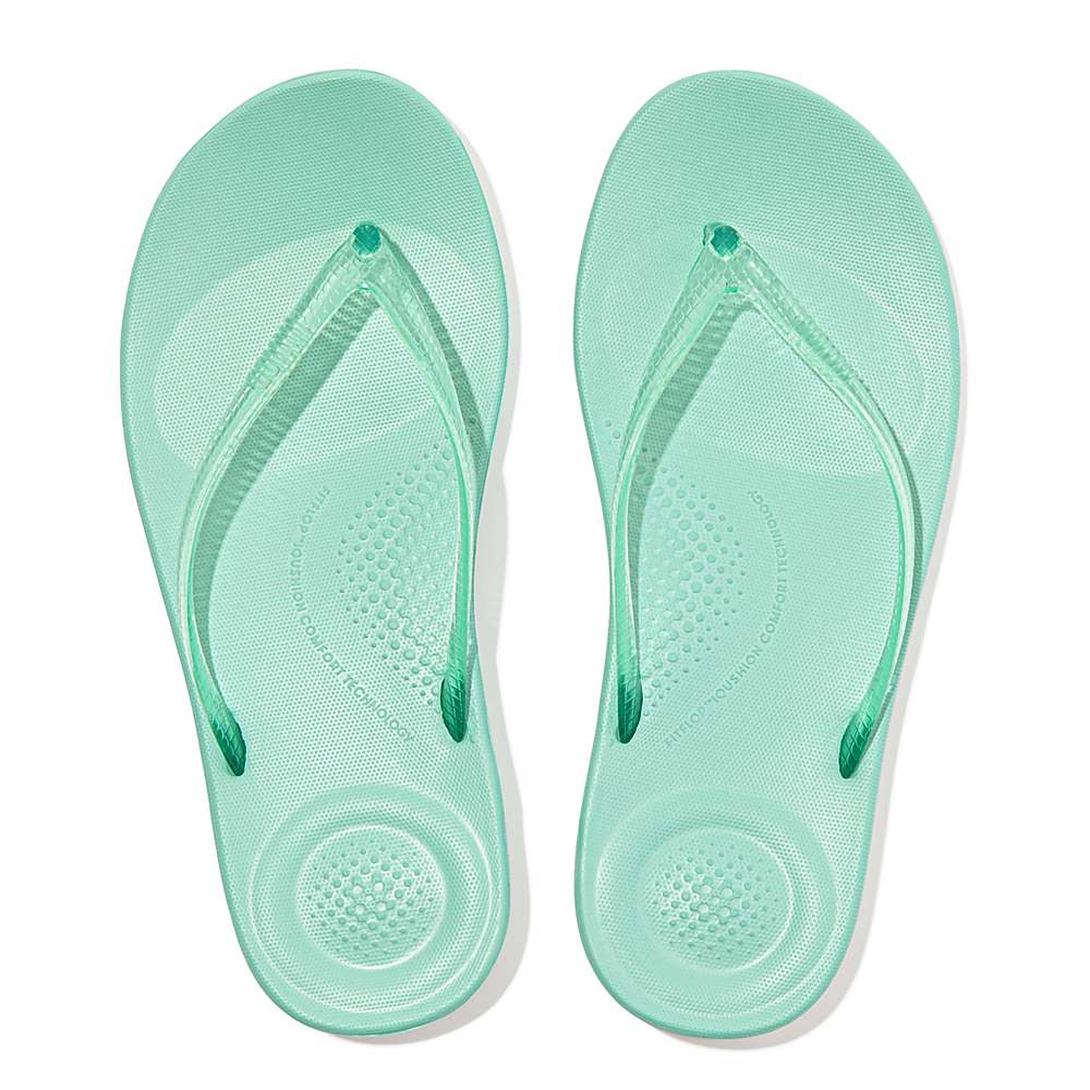 Tong Fitflop IQUSHION Transparent Femme Vert | LMW-402196