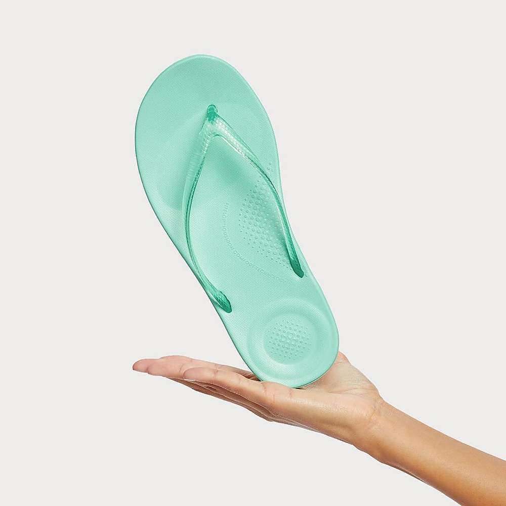 Tong Fitflop IQUSHION Transparent Femme Vert | LMW-402196