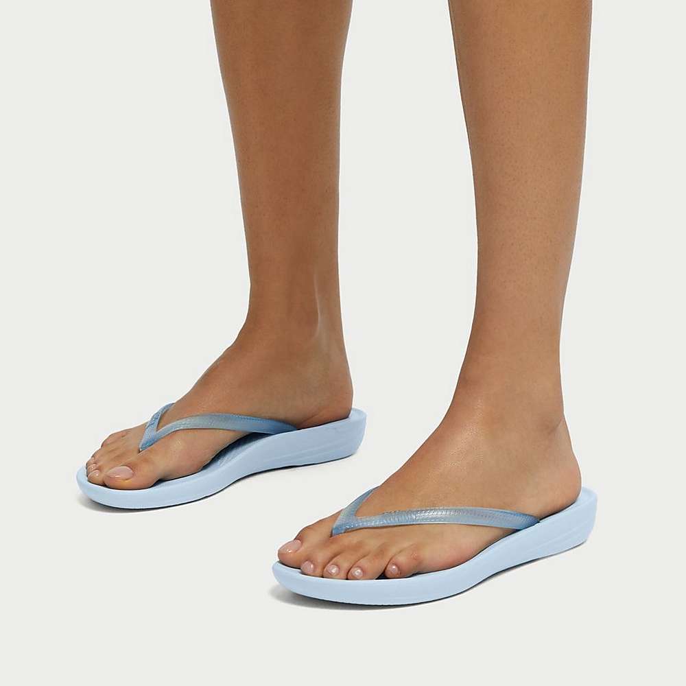 Tong Fitflop IQUSHION Transparent Femme Bleu | QSF-039642