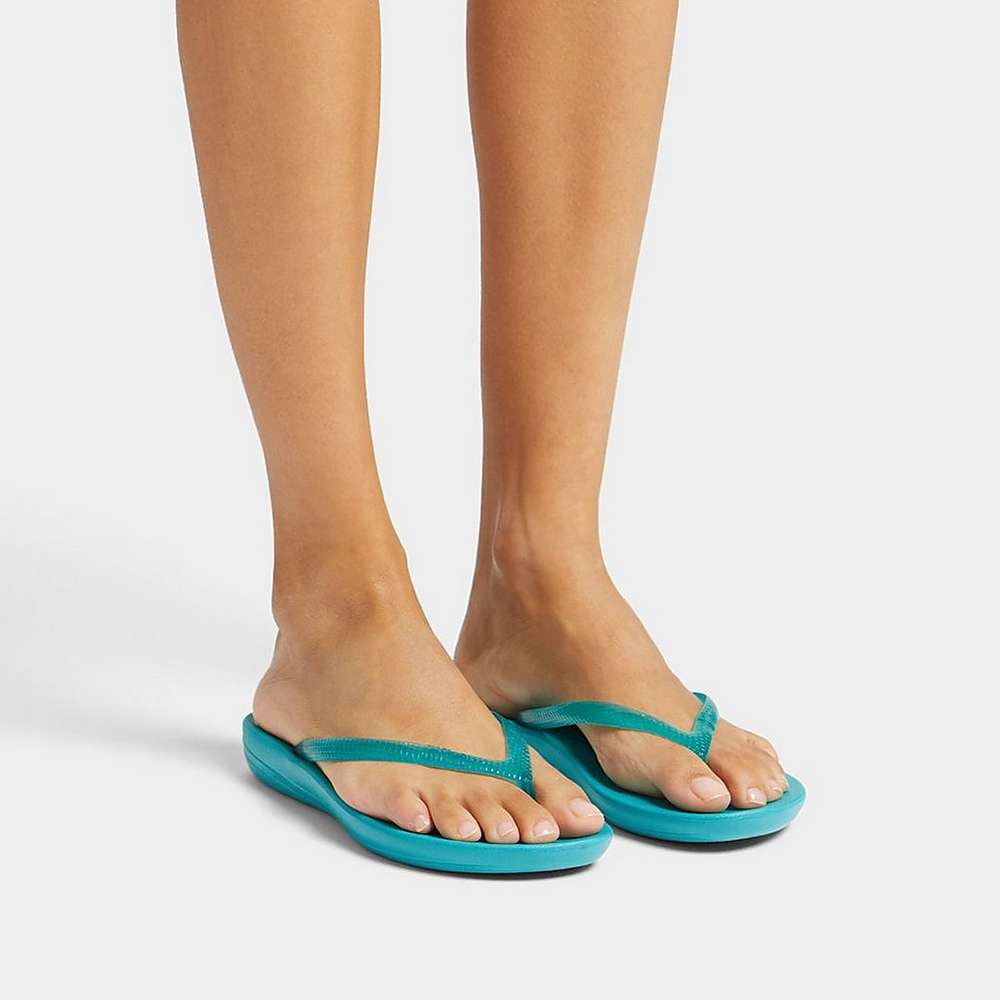 Tong Fitflop IQUSHION Transparent Femme Bleu | WZX-837649