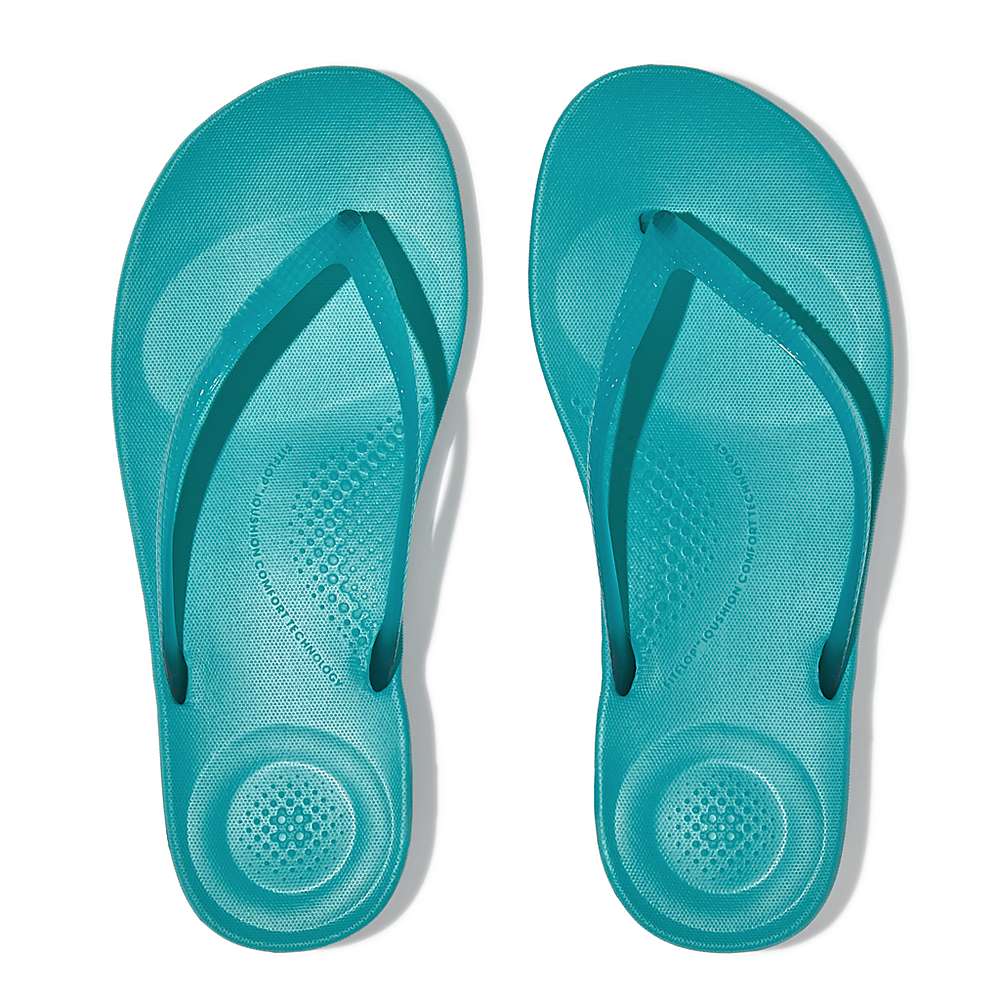 Tong Fitflop IQUSHION Transparent Femme Bleu | WZX-837649