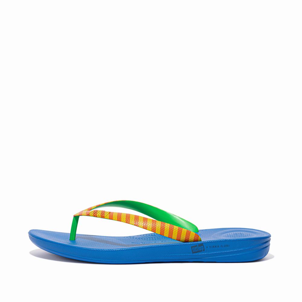 Tong Fitflop IQUSHION X Yinka Ilori Homme Jaune Rouge | QTO-820753