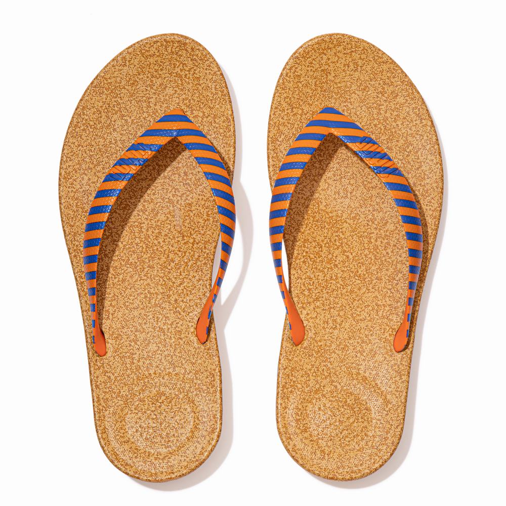 Tong Fitflop IQUSHION X Yinka Ilori Homme Orange Bleu | YLR-735602