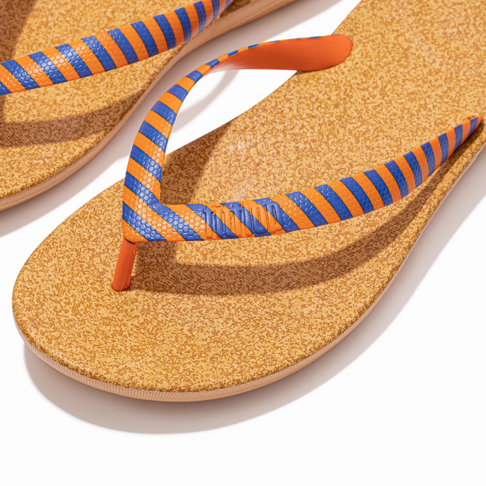 Tong Fitflop IQUSHION X Yinka Ilori Homme Orange Bleu | YLR-735602