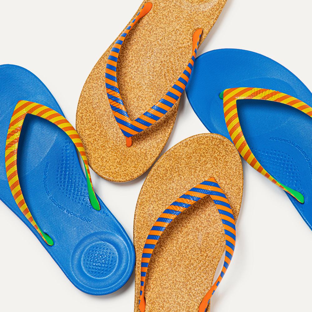 Tong Fitflop IQUSHION X Yinka Ilori Homme Orange Bleu | YLR-735602