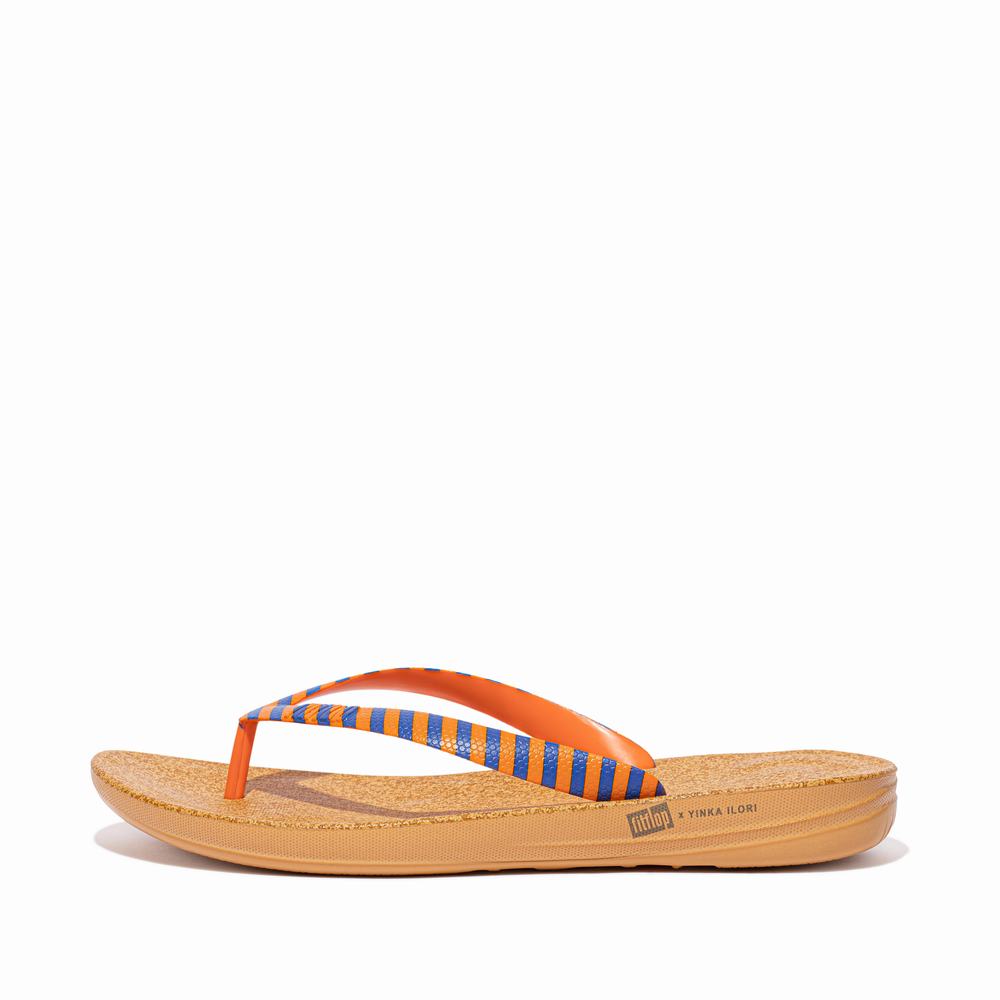 Tong Fitflop IQUSHION X Yinka Ilori Homme Orange Bleu | YLR-735602